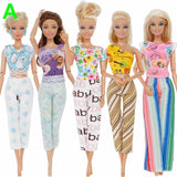 5 set Handmade Fashion Outfit Daily Casual Wear Blouse Shirt Vest Bottom Pants Skirt Clothes For Barbie Doll Accessories