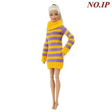 1 PCS Handmade Fashion Outfit Short Dress Cartoon Cute Pattern T-shirt Leggings Trousers Accessories Clothes for Barbie Doll Toy