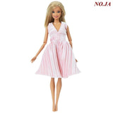 1 PCS Handmade Fashion Outfit Short Dress Cartoon Cute Pattern T-shirt Leggings Trousers Accessories Clothes for Barbie Doll Toy