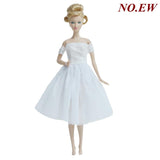 1 PCS Handmade Fashion Outfit Short Dress Cartoon Cute Pattern T-shirt Leggings Trousers Accessories Clothes for Barbie Doll Toy