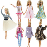 1 PCS Handmade Fashion Outfit Short Dress Cartoon Cute Pattern T-shirt Leggings Trousers Accessories Clothes for Barbie Doll Toy