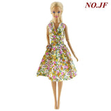 1 PCS Handmade Fashion Outfit Short Dress Cartoon Cute Pattern T-shirt Leggings Trousers Accessories Clothes for Barbie Doll Toy