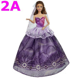 Handmade Wedding Dress Princess Evening Party Ball Long Gown Skirt Bridal Veil Clothes For Barbie Doll Accessories xMas DIY Toy