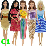 5 set Handmade Fashion Outfit Daily Casual Wear Blouse Shirt Vest Bottom Pants Skirt Clothes For Barbie Doll Accessories