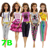 5 set Handmade Fashion Outfit Daily Casual Wear Blouse Shirt Vest Bottom Pants Skirt Clothes For Barbie Doll Accessories