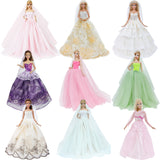 Handmade Wedding Dress Princess Evening Party Ball Long Gown Skirt Bridal Veil Clothes For Barbie Doll Accessories xMas DIY Toy
