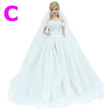 Handmade Wedding Dress Princess Evening Party Ball Long Gown Skirt Bridal Veil Clothes For Barbie Doll Accessories xMas DIY Toy