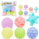 6pcs Baby Rubber Ball Soft Textured Ball Toy Capsule Ball Set Develop Baby Tactile Senses Stress Training Massage Touch Ball 48