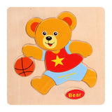 QWZ Baby Toys Wooden Puzzle Cute Cartoon Animal Intelligence Kids Educational Brain Teaser Children Tangram Shapes Jigsaw Gifts