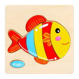 QWZ Baby Toys Wooden Puzzle Cute Cartoon Animal Intelligence Kids Educational Brain Teaser Children Tangram Shapes Jigsaw Gifts