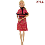 1 PCS Handmade Fashion Outfit Short Dress Cartoon Cute Pattern T-shirt Leggings Trousers Accessories Clothes for Barbie Doll Toy