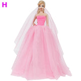 Handmade Wedding Dress Princess Evening Party Ball Long Gown Skirt Bridal Veil Clothes For Barbie Doll Accessories xMas DIY Toy
