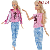 1 PCS Handmade Fashion Outfit Short Dress Cartoon Cute Pattern T-shirt Leggings Trousers Accessories Clothes for Barbie Doll Toy