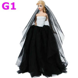 Handmade Wedding Dress Princess Evening Party Ball Long Gown Skirt Bridal Veil Clothes For Barbie Doll Accessories xMas DIY Toy