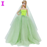 Handmade Wedding Dress Princess Evening Party Ball Long Gown Skirt Bridal Veil Clothes For Barbie Doll Accessories xMas DIY Toy