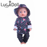 Cute Pattern Casual Raincoat 3Pcs=Hat+Coat+Pants Fit 18 Inch American&43 CM Baby Doll Clothes Accessories,Girl's Toys,Generation