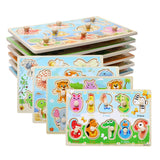 Baby Toys Montessori Wooden Puzzle Cartoon Vehicle Marine Animal Puzzle Jigsaw Board 12 Set Educational Wooden Toy Child Gifts