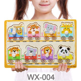 Baby Toys Montessori Wooden Puzzle Cartoon Vehicle Marine Animal Puzzle Jigsaw Board 12 Set Educational Wooden Toy Child Gifts