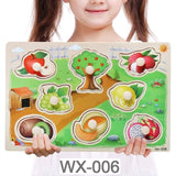 Baby Toys Montessori Wooden Puzzle Cartoon Vehicle Marine Animal Puzzle Jigsaw Board 12 Set Educational Wooden Toy Child Gifts