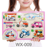 Baby Toys Montessori Wooden Puzzle Cartoon Vehicle Marine Animal Puzzle Jigsaw Board 12 Set Educational Wooden Toy Child Gifts