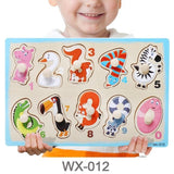 Baby Toys Montessori Wooden Puzzle Cartoon Vehicle Marine Animal Puzzle Jigsaw Board 12 Set Educational Wooden Toy Child Gifts