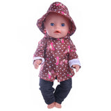 Cute Pattern Casual Raincoat 3Pcs=Hat+Coat+Pants Fit 18 Inch American&43 CM Baby Doll Clothes Accessories,Girl's Toys,Generation