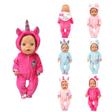 Fit 18 inch 43cm Doll Clothes Born Baby Unicorn Kitten and Pony Doll Clothes Suit For Baby Birthday Festival Gift