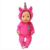 Fit 18 inch 43cm Doll Clothes Born Baby Unicorn Kitten and Pony Doll Clothes Suit For Baby Birthday Festival Gift