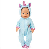 Fit 18 inch 43cm Doll Clothes Born Baby Unicorn Kitten and Pony Doll Clothes Suit For Baby Birthday Festival Gift